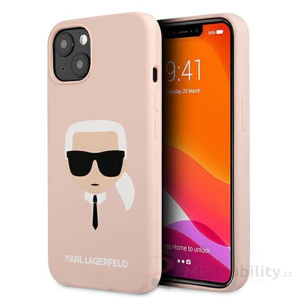 Karl Lagerfeld Liquid Silicone Karl Head Zadní Kryt pro iPhone 13 mini Light Pin