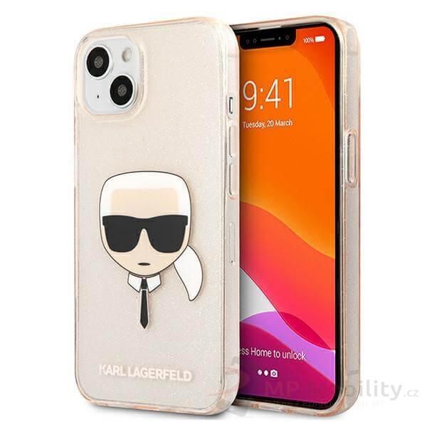 Karl Lagerfeld TPU Full Glitter Karl Head Kryt pro iPhone 13 mini Gold