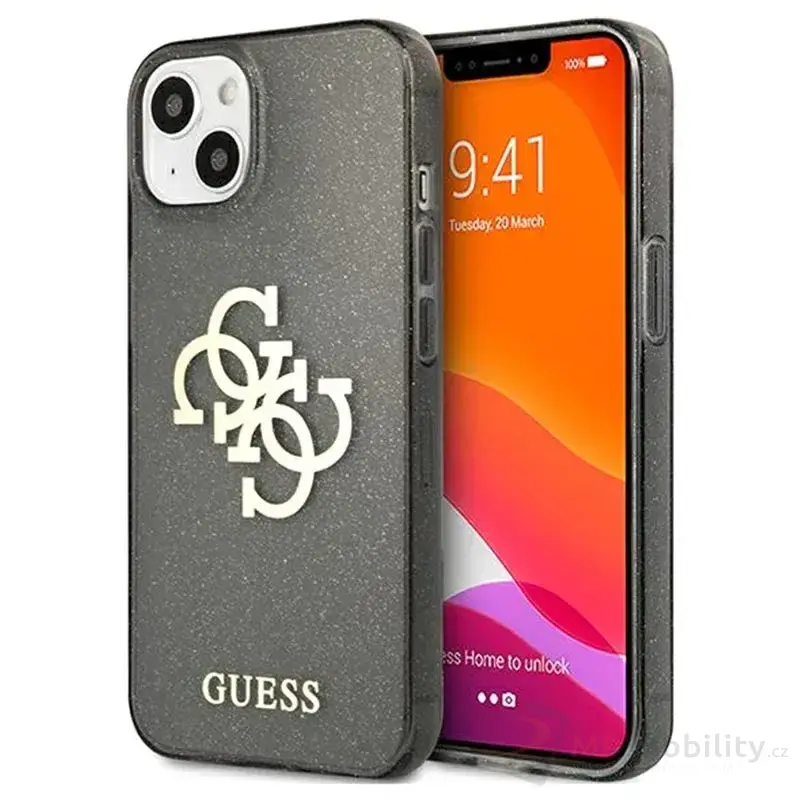 Guess TPU Big 4G Full Glitter Zadní Kryt pro iPhone 13 mini Black
