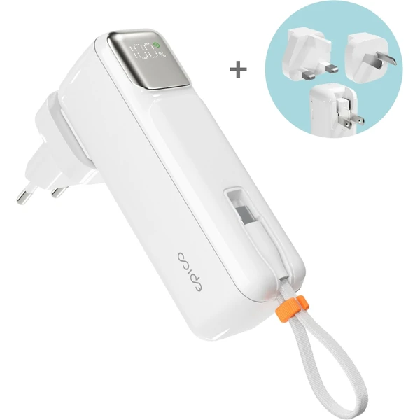 Epico UltraPack 2v1 5000mAh cestovní powerbanka a síťový adaptér bílá
