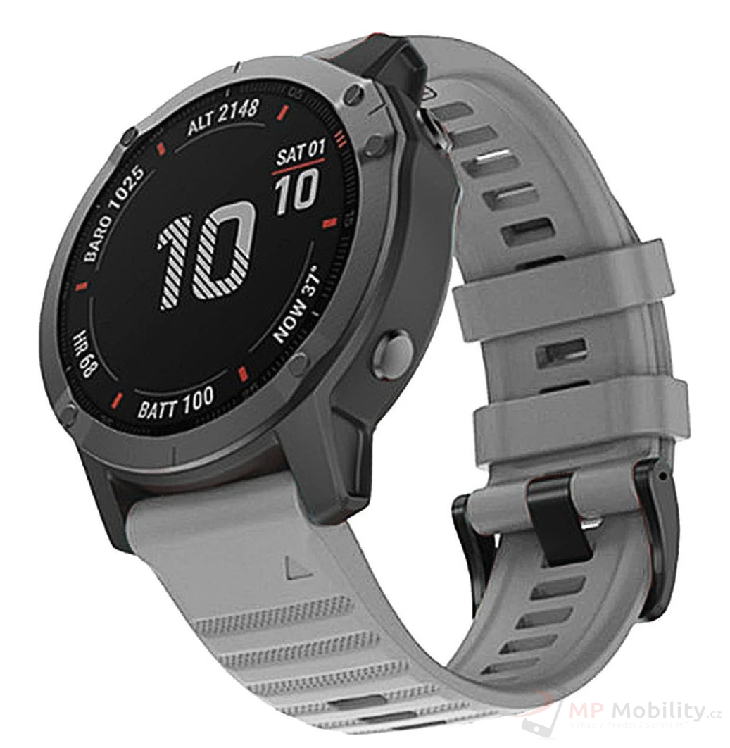 RhinoTech silikonový řemínek outdoor pro Garmin QuickFit 22mm šedý