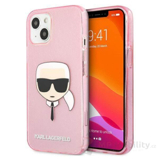 Pouzdro na iPhone 13 mini Karl Lagerfeld Full Glitter - růžové