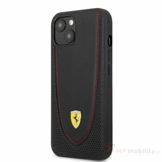 Ferrari Leather with Curved Line Zadní Kryt pro iPhone 13 Mini Black